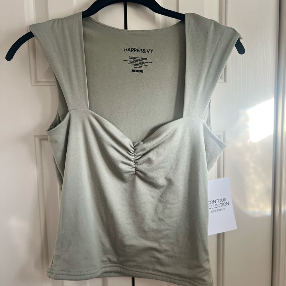 Sage Green Ruched Crop Top